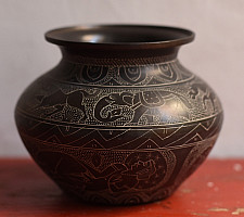 Antiquities from Khajuraho ~ Hand Carved Brass Lota - I