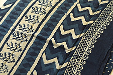Sunday Afternoon ☕ Block Printed Cotton Dabu ~ Doted Indigo Saree