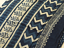 Sunday Afternoon ☕ Block Printed Cotton Dabu ~ Doted Indigo Saree