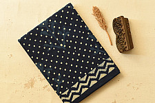 Sunday Afternoon ☕ Block Printed Cotton Dabu ~ Doted Indigo Saree