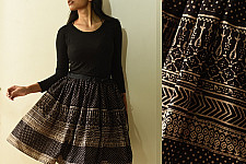 Flowers in a River | Jawariya Block Printed Short Skirt - Black
