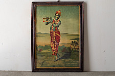 Memory Lines | Indian Antique Raja Ravi Verma Print Krishna  ( With Frame) 