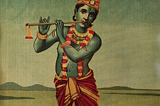 Memory Lines | Indian Antique Raja Ravi Verma Print Krishna  ( With Frame) 