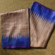 shop Handwoven Pure Tussar Silk Saree - Silver Brown With Blue Border