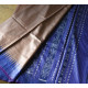 shop Handwoven Pure Tussar Silk Saree - Silver Brown With Blue Border