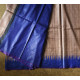 shop Handwoven Pure Tussar Silk Saree - Silver Brown With Blue Border