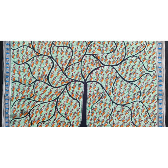 shop Madhubani painting| Tree of Life - Leaf or Birds