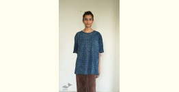 Hand Block Printed ~ Ajrakh Cotton T-shirt - Indigo