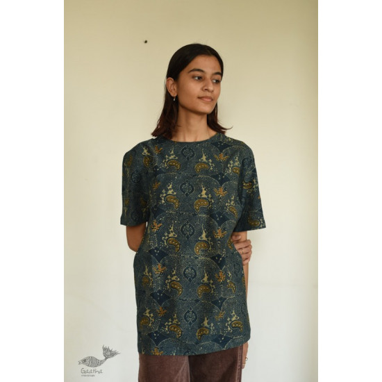 buy Block Printed & Vegetable Dyed ~ Ajrakh T-shirt | New Design 2023