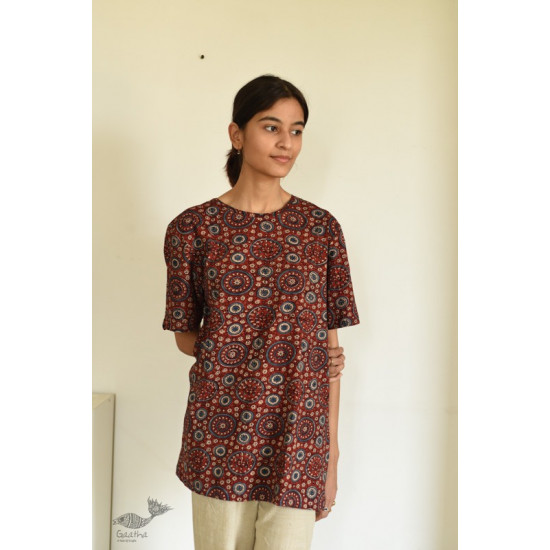 buy Block Printed & Vegetable Dyed ~ Ajrakh T-shirt