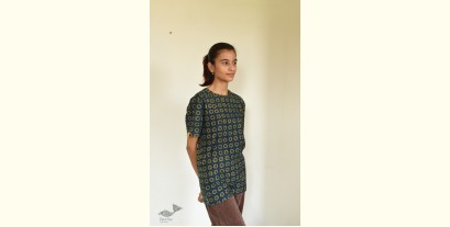 Ajrakh Indigo T-shirt - Block Printed & Natural Dyed