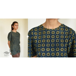 Ajrakh Indigo T-shirt - Block Printed & Natural Dyed