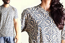 Ajrakh T-shirt ~ Floral carousels Vegetable Color