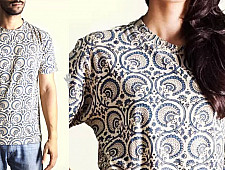 Ajrakh T-shirt ~ Floral carousels Vegetable Color