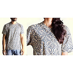 Ajrakh T-shirt ~ Floral carousels Vegetable Color