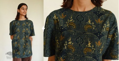 Block Printed & Indigo Dyed ~ Ajrakh Cotton T-shirt