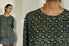 Block Printed & Vegetable Indigo Dyed ~ Ajrakh T-shirt