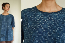 Hand Block Printed ~ Ajrakh Cotton T-shirt - Indigo