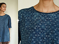 Hand Block Printed ~ Ajrakh Cotton T-shirt - Indigo