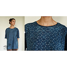 Hand Block Printed ~ Ajrakh Cotton T-shirt - Indigo