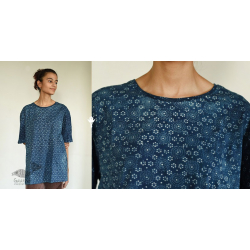 Hand Block Printed ~ Ajrakh Cotton T-shirt - Indigo