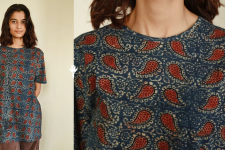 Hand Block Printed ~ Ajrakh Indigo T-shirt