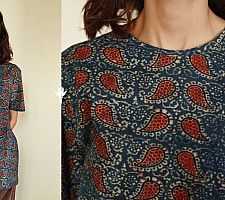 Hand Block Printed ~ Ajrakh Indigo T-shirt