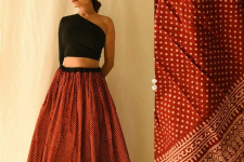 Flowers in a River - Jawariya Block Printed Long Skirt / Ghagra - A