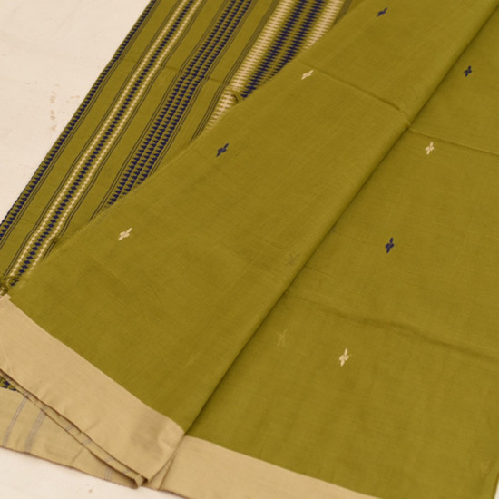 shop Handloom Begampuri Cotton Saree - Mehndi Green