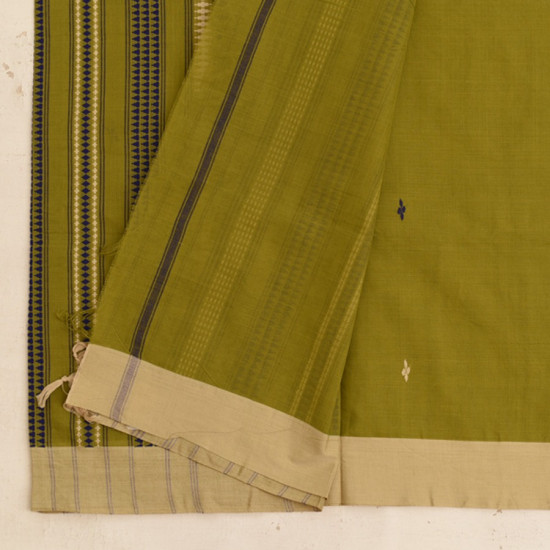 shop Handloom Begampuri Cotton Saree - Mehndi Green