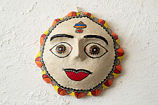 Madhuban . मधुबन ❁ Madhubani Hand Painted Paper Mache Wall Handing - Sun