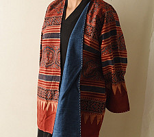 Kimono | Ajrakh & Denim Jacket - Reversible