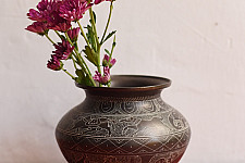 Antiquities from Khajuraho ~ Carving on Brass Lota - J