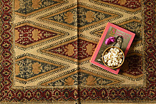 A finite infinity ❧ Kalamkari Natural Color Dhurrie ( 5 X 3 ) - Diamond Motif