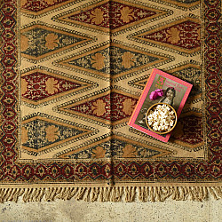 A finite infinity ❧ Kalamkari Natural Color Dhurrie ( 5 X 3 ) - Diamond Motif