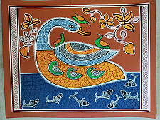 Mandana Art - Painting - Peahen  ( 11 x 14 inch)