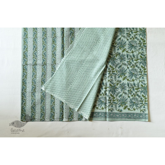 shop Bagru Block Printed Cotton Saree Light Green