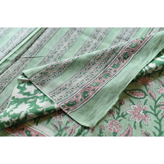 shop Bagru Block Printed Cotton Saree Flower Print