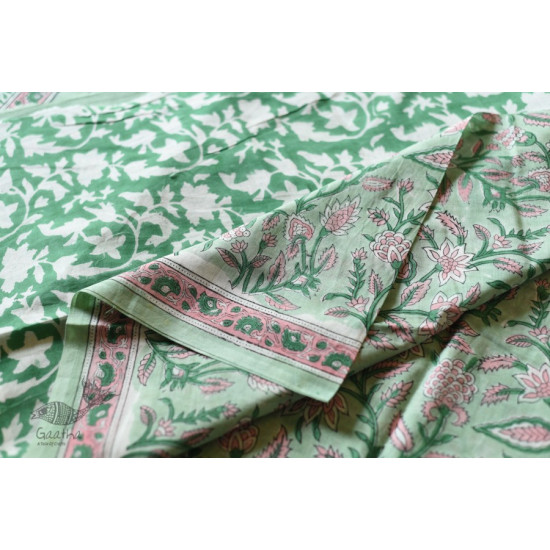 shop Bagru Block Printed Cotton Saree Flower Print