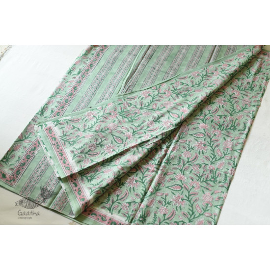 shop Bagru Block Printed Cotton Saree Flower Print