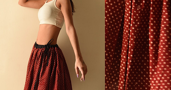 Flowers in a River Jawariya Block Printed Short Skirt