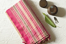 Sadaa . सदा ✡ Begampuri Cotton Saree - Pink Woven Border