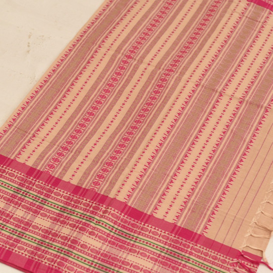 shop Begampuri Cotton Saree - Pink Woven Border