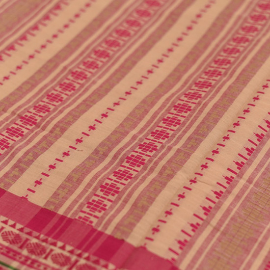 shop Begampuri Cotton Saree - Pink Woven Border