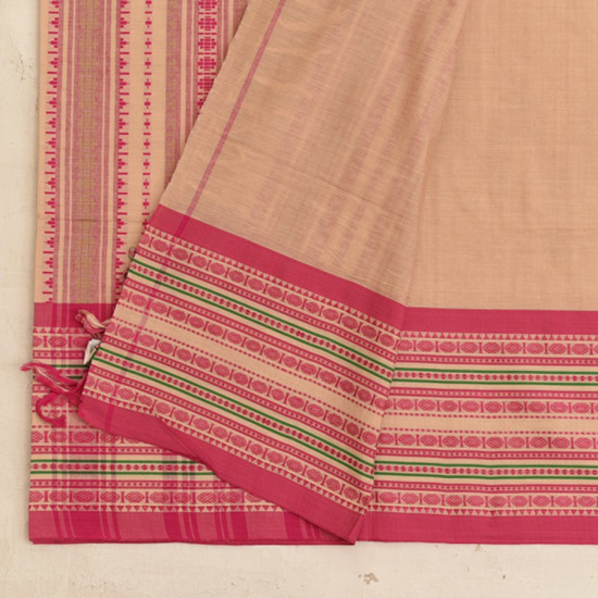 shop Begampuri Cotton Saree - Pink Woven Border