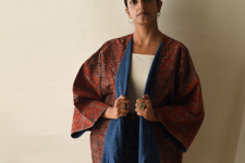 Kimono | Reversible Ajrakh & Denim Jacket With Kantha Stitch