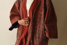 Kimono | Reversible Ajrakh & Denim Jacket With Kantha Stitch