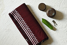 Sadaa . सदा ✡ Begampuri Woven Border - Maroon Pure Cotton Saree