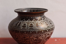Antiquities from Khajuraho ~ Hand-Carved Brass Lota - K