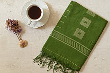 Aamaya . आमाया | Handloom Soft Cotton Jamdani Stole - Green
